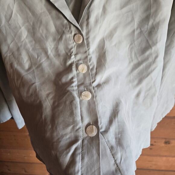 Anthropologie Sancia Annika Shirt Celadon Green Button Front Flare Sleeve Top XS - Picture 6 of 8